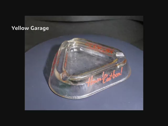 フランスの老舗ジャムブランド「CONFITURES Materne」のロゴがデザインされたユニークな三角形のガラス灰皿＿動画