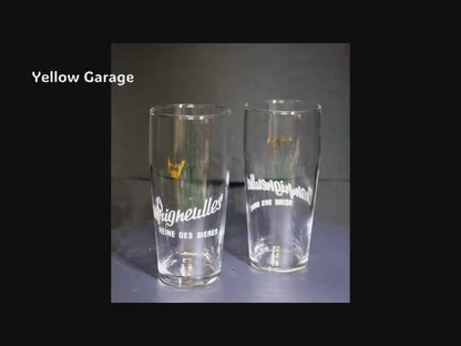 フランスの老舗ビールブランド「Champigneulles（シャンピニュール）」のアンティーク・ビアグラス2客セット＿動画