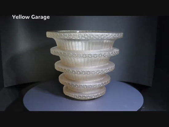 R. LALIQUE フラワーモチーフ厚手アールデコ・ガラスポット　動画