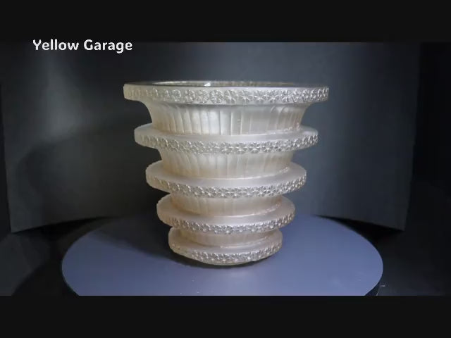 R. LALIQUE フラワーモチーフ厚手アールデコ・ガラスポット　動画