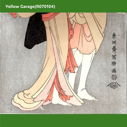 東洲斎写楽《傘をさす二人の役者絵》雲母摺り・極印・蔦屋版｜真作の可能性もある手摺浮世絵