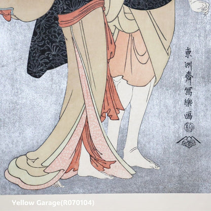 東洲斎写楽《傘をさす二人の役者絵》雲母摺り・極印・蔦屋版｜真作の可能性もある手摺浮世絵