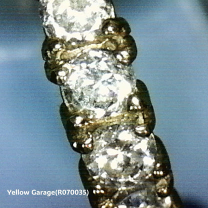 ヴィンテージ イギリス製 9金 一文字ジルコニアリング（専用ケース付き）