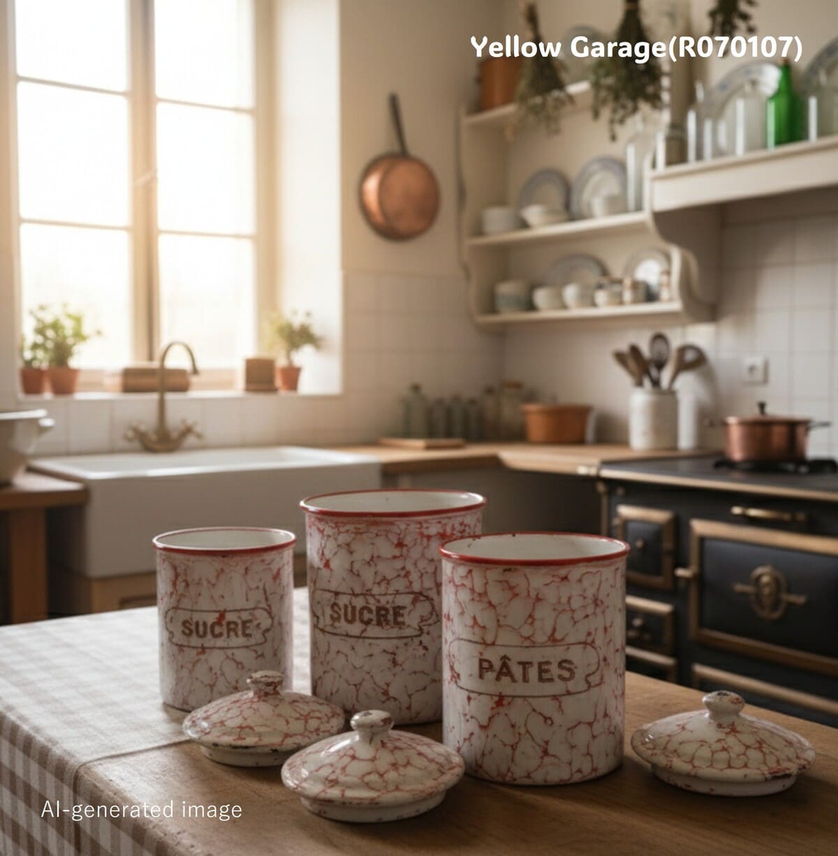 フランス製のヴィンテージホウロウキャニスターセット