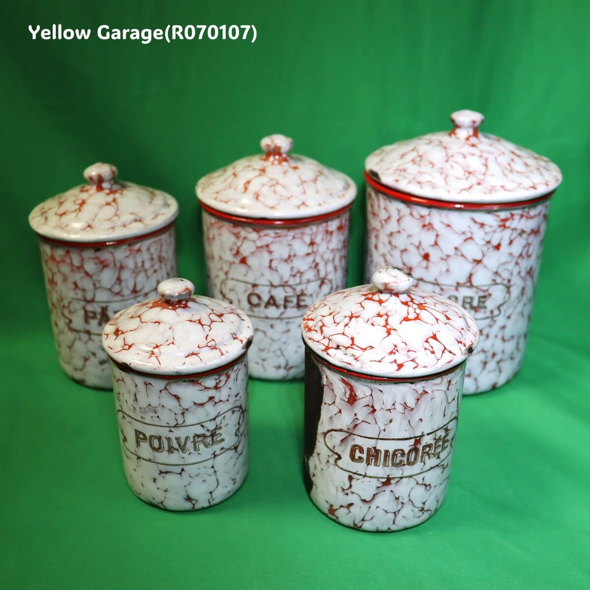 フランス製のヴィンテージホウロウキャニスターセット