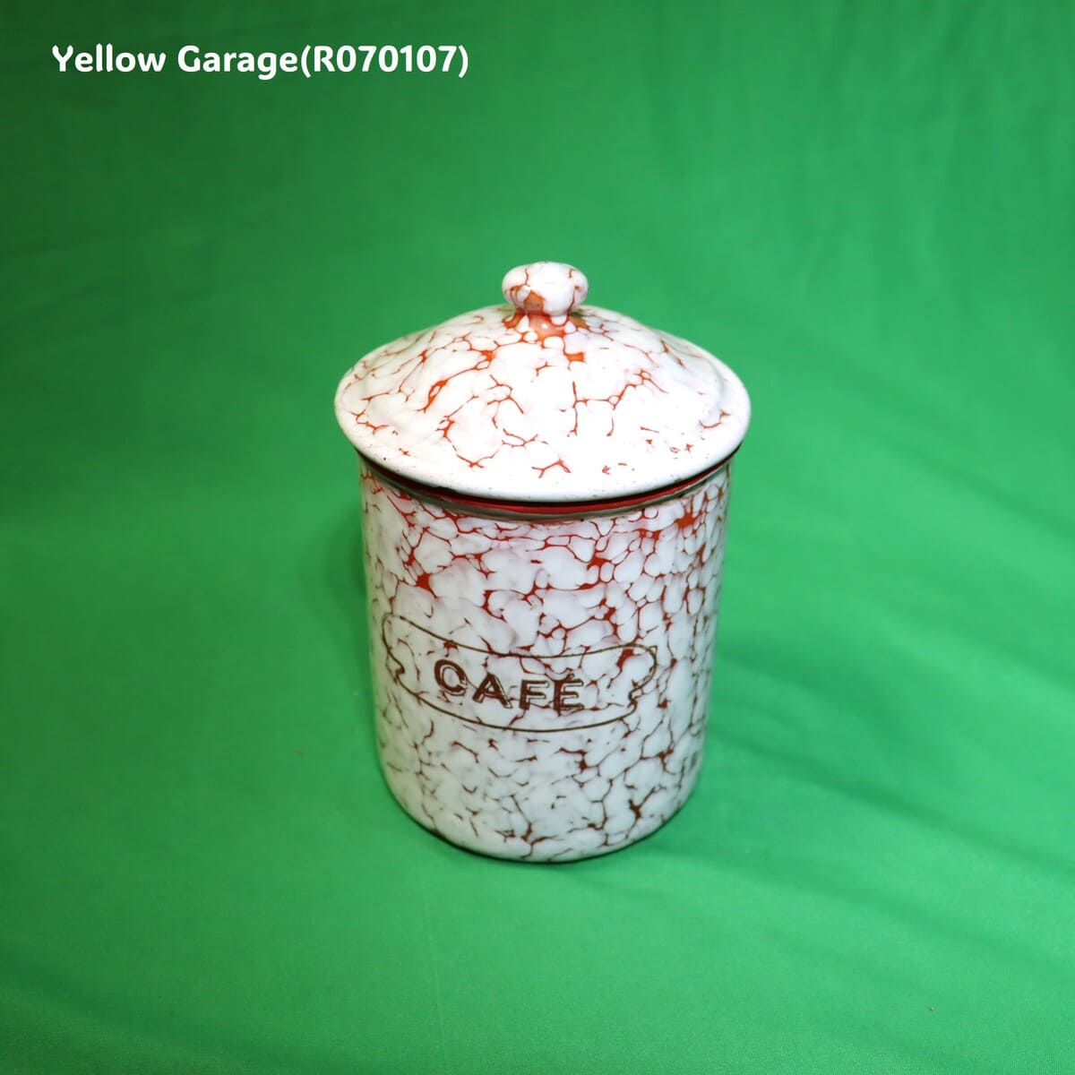 フランス製 ヴィンテージ ホウロウキャニスター5点セット（赤白マーブル）