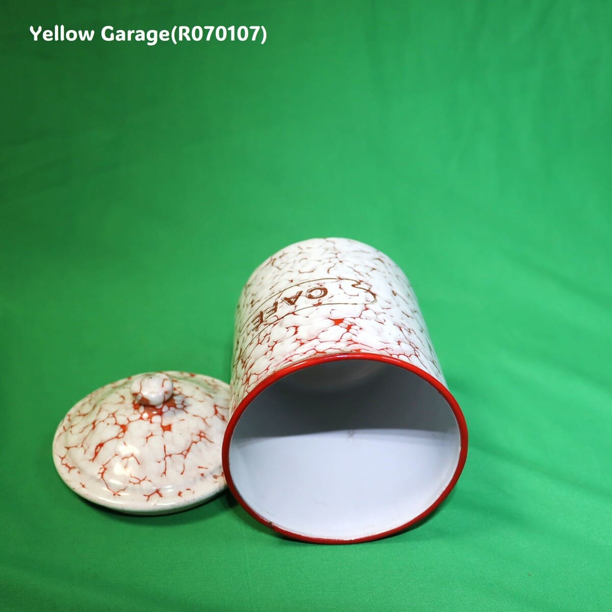 フランス製 ヴィンテージ ホウロウキャニスター5点セット（赤白マーブル）