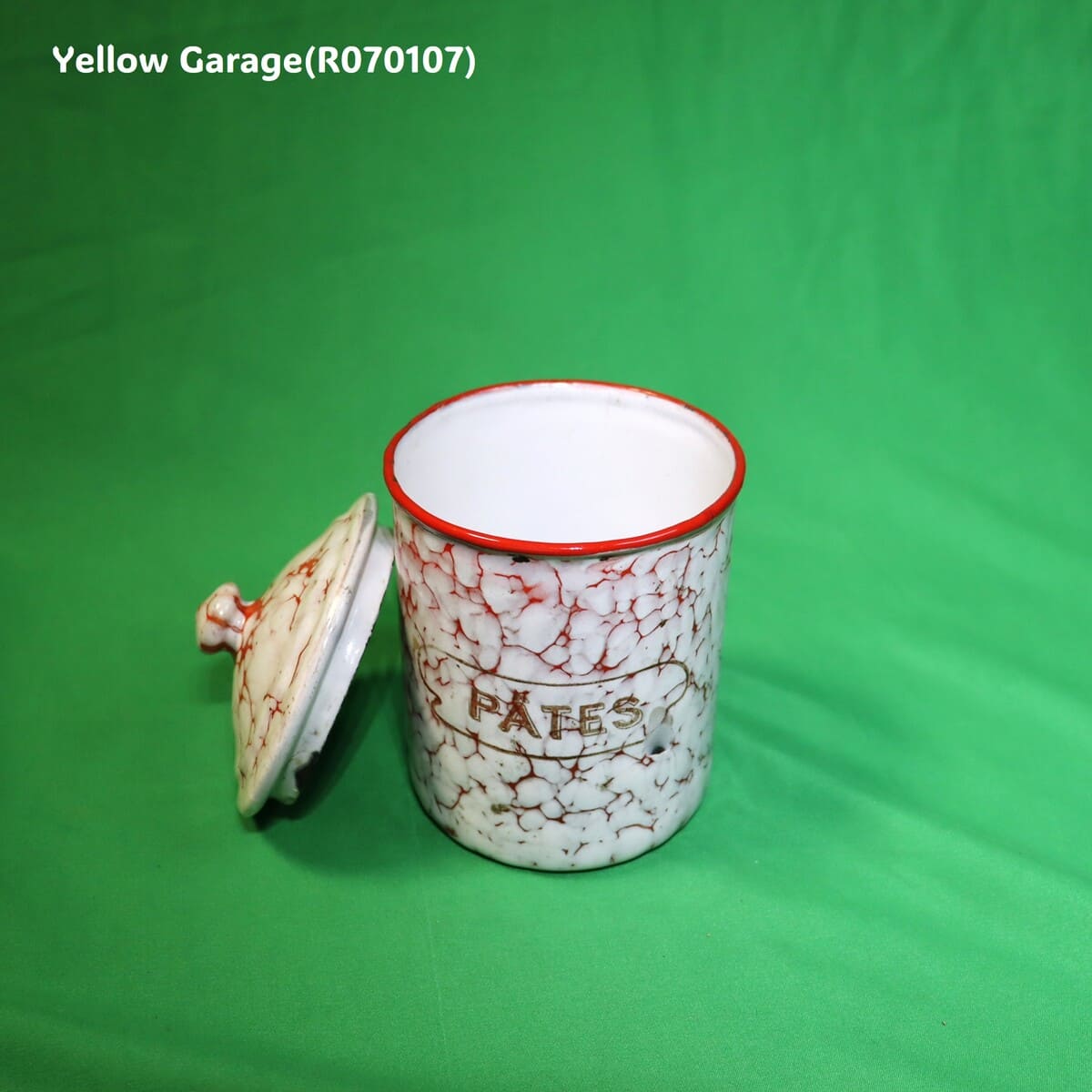 フランス製 ヴィンテージ ホウロウキャニスター5点セット（赤白マーブル）