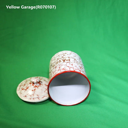 フランス製 ヴィンテージ ホウロウキャニスター5点セット（赤白マーブル）