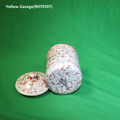 フランス製 ヴィンテージ ホウロウキャニスター5点セット（赤白マーブル）