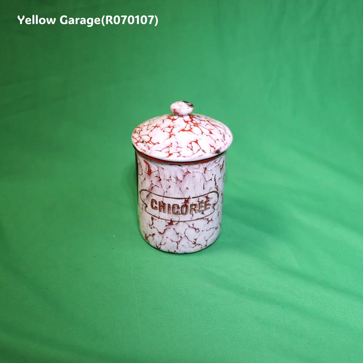 フランス製 ヴィンテージ ホウロウキャニスター5点セット（赤白マーブル）