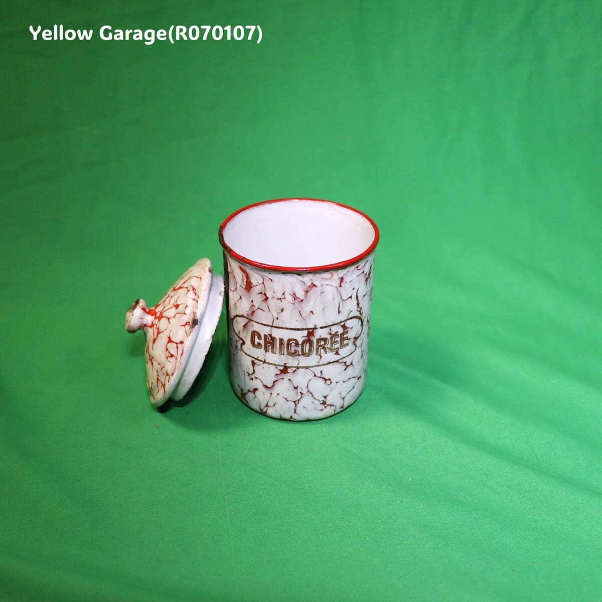 フランス製 ヴィンテージ ホウロウキャニスター5点セット（赤白マーブル）