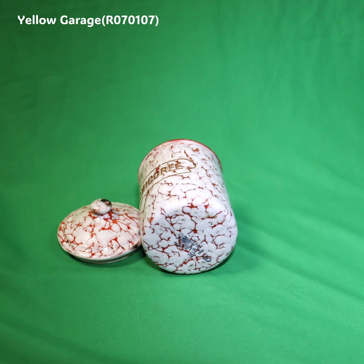 フランス製 ヴィンテージ ホウロウキャニスター5点セット（赤白マーブル）