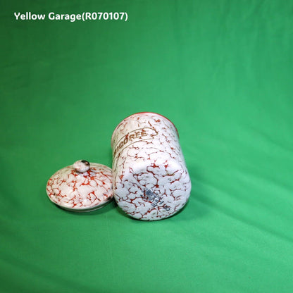 フランス製 ヴィンテージ ホウロウキャニスター5点セット（赤白マーブル）