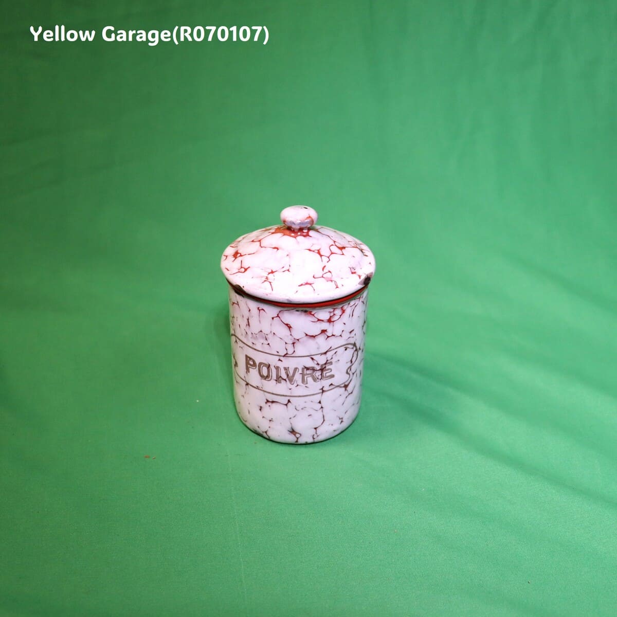 フランス製 ヴィンテージ ホウロウキャニスター5点セット（赤白マーブル）