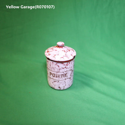 フランス製 ヴィンテージ ホウロウキャニスター5点セット（赤白マーブル）