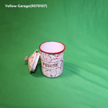 フランス製 ヴィンテージ ホウロウキャニスター5点セット（赤白マーブル）