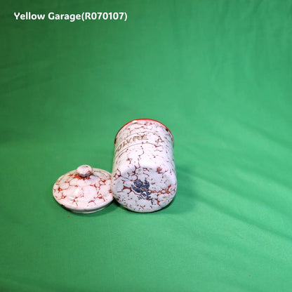 フランス製 ヴィンテージ ホウロウキャニスター5点セット（赤白マーブル）