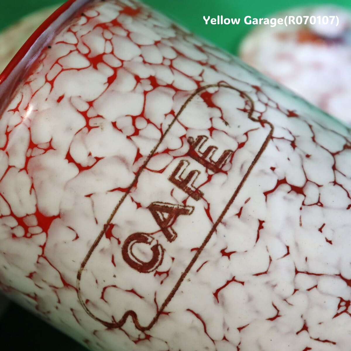 フランス製 ヴィンテージ ホウロウキャニスター5点セット（赤白マーブル）