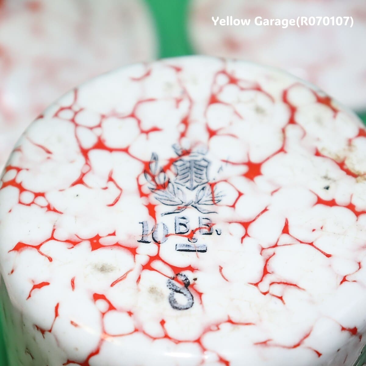 フランス製 ヴィンテージ ホウロウキャニスター5点セット（赤白マーブル）