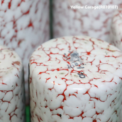 フランス製 ヴィンテージ ホウロウキャニスター5点セット（赤白マーブル）